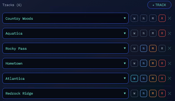 Configuring tracks and conditions