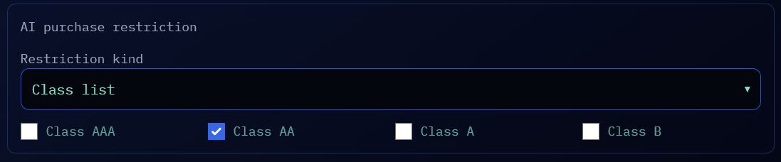 AI purchase restriction